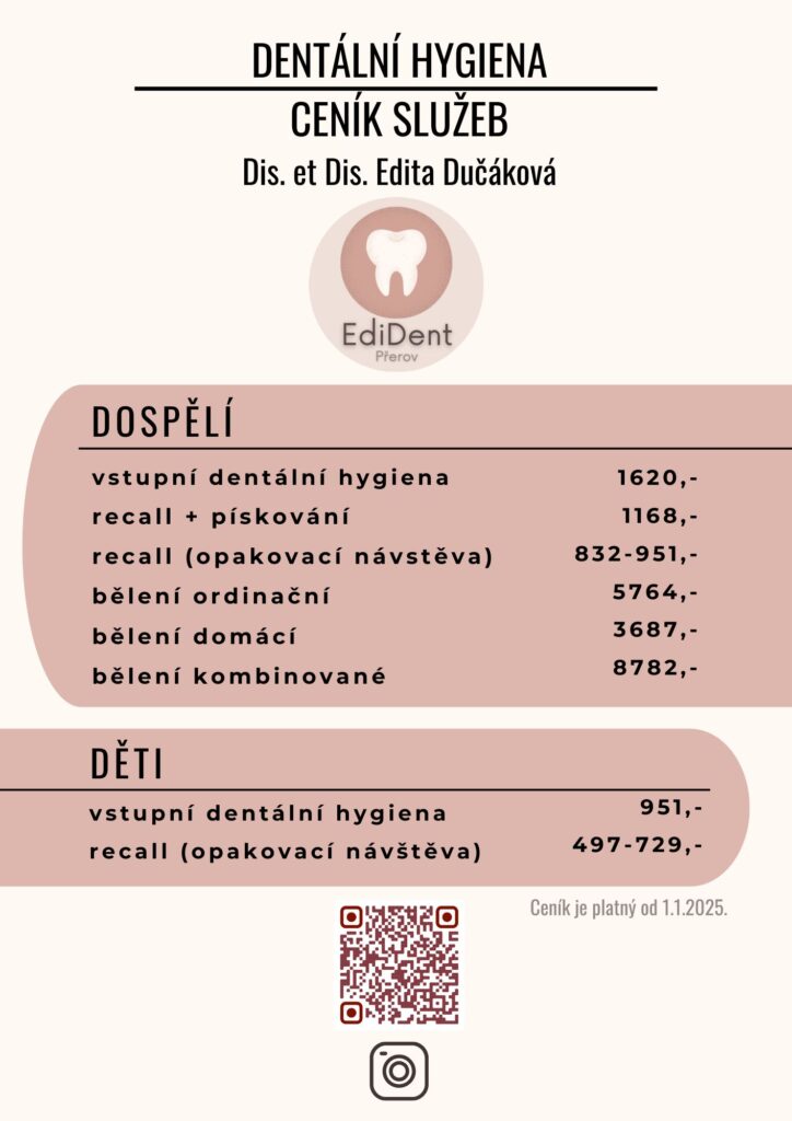 Ceník dentální hygieny EdiDent